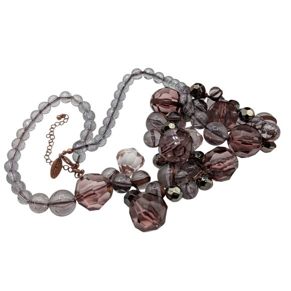 Mark by Avon Smoky Purple Tones Cluster Faceted Beaded Statement 32 Necklace - Picture 3 of 7